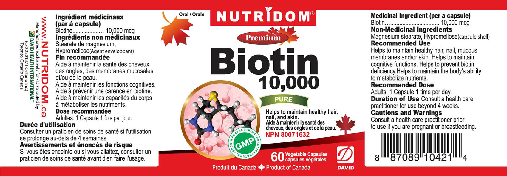 NUTRIDOM Biotin 10,000 mcg 60 caps