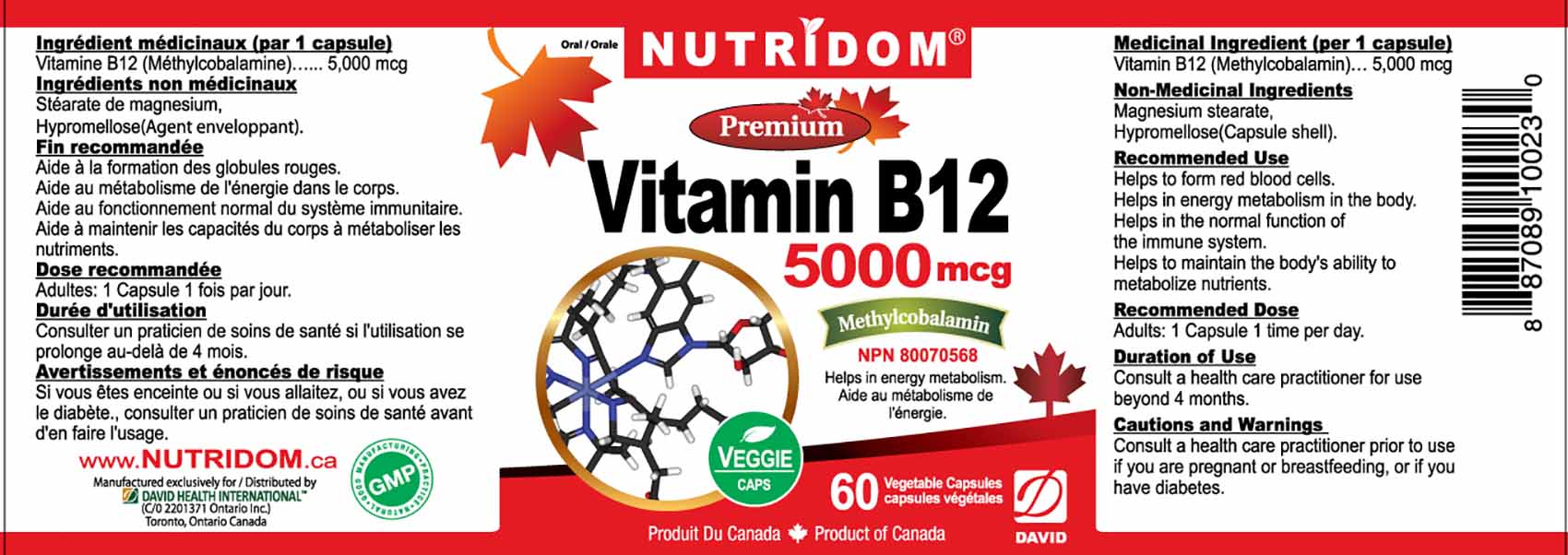 NUTRIDOM Vitamin B12 5,000 mcg
